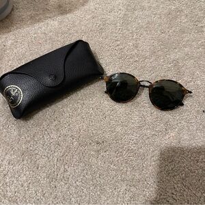 Ray-Ban Tortoise Frame Sunglasses with Dark Green Lenses